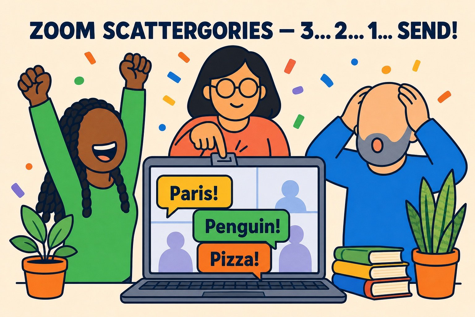 How to play Scattergories on Zoom with the 3-2-1-send chat cascade