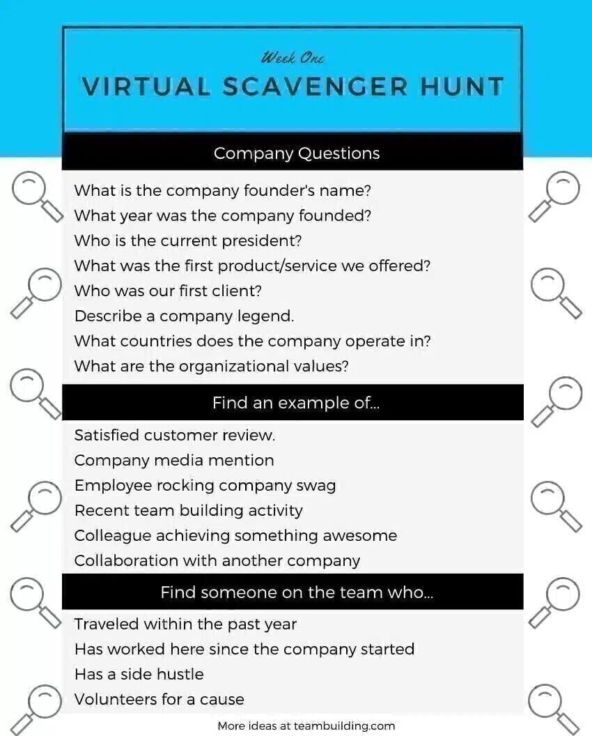 virtual onboarding scavenger hunt