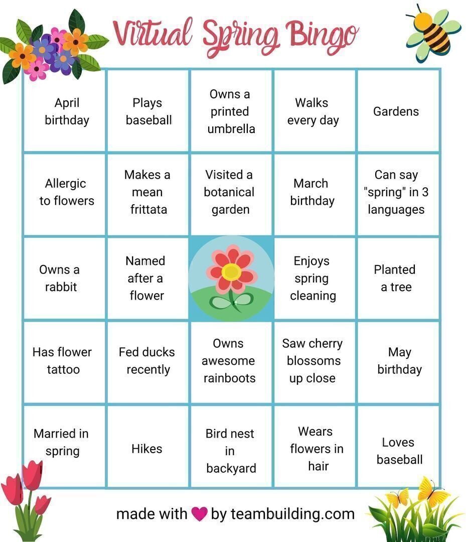 Virtual Spring Bingo