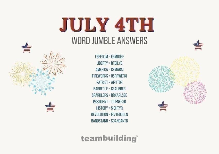 Virtual july 4th word jumble answers
