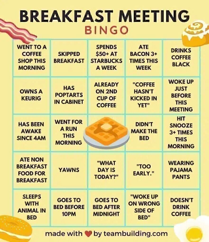 Virtual Morning Meetings Bingo