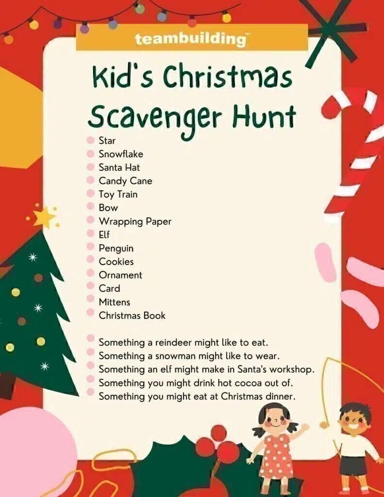 Kid's Christmas Scavenger Hunt template