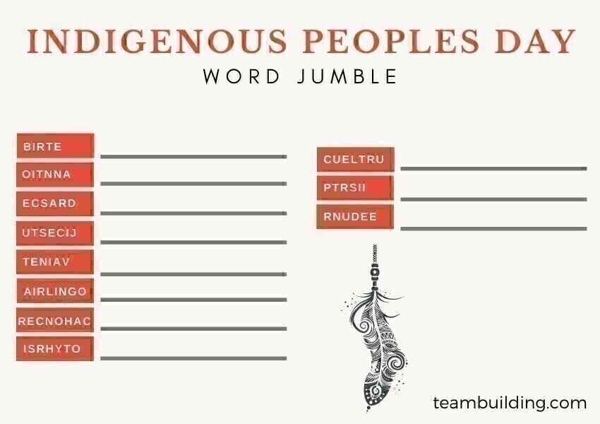 Indigenous Peoples Day Word Search template