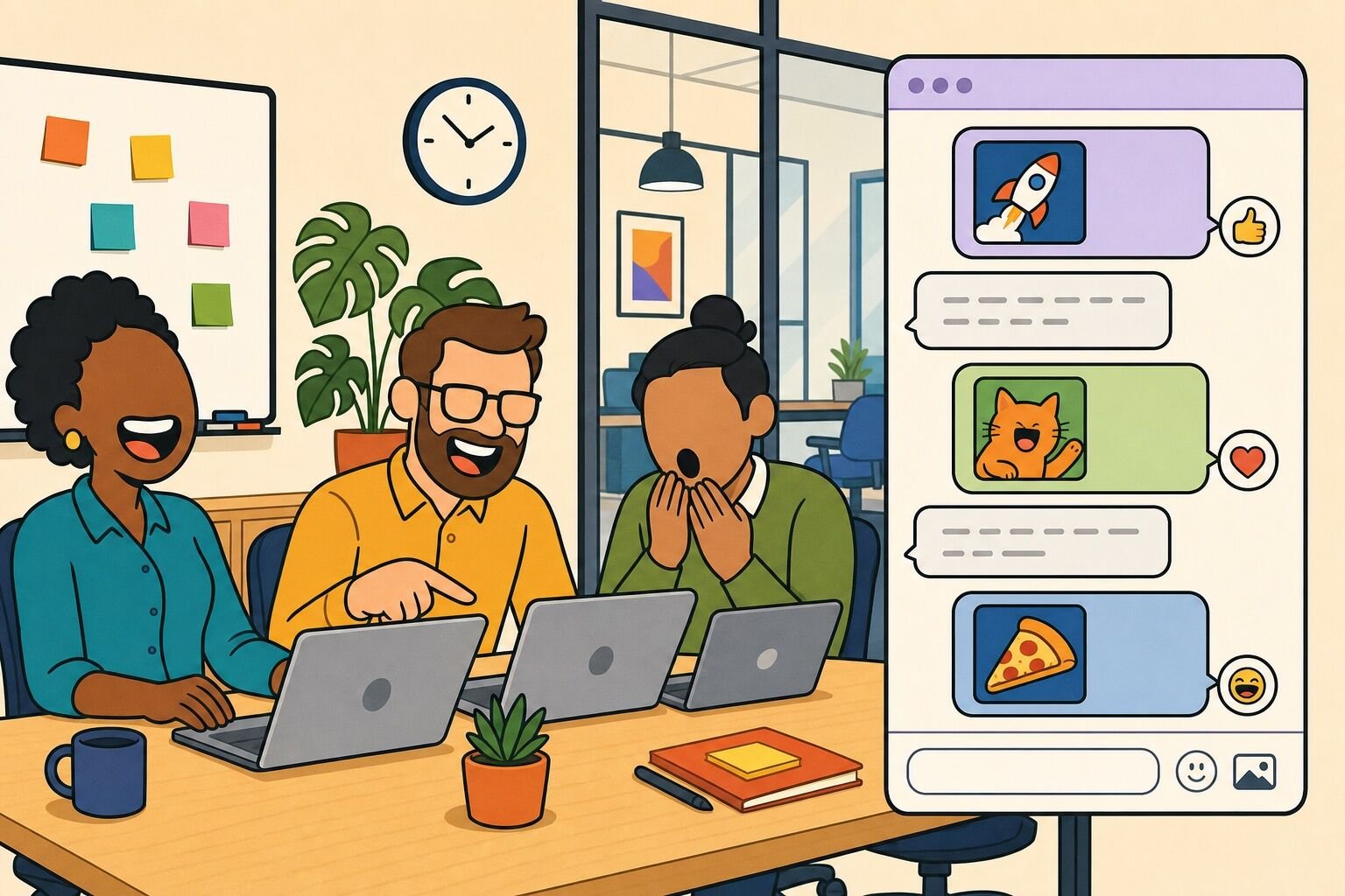 Coworkers playing a GIF story game in a Microsoft Teams chat channel