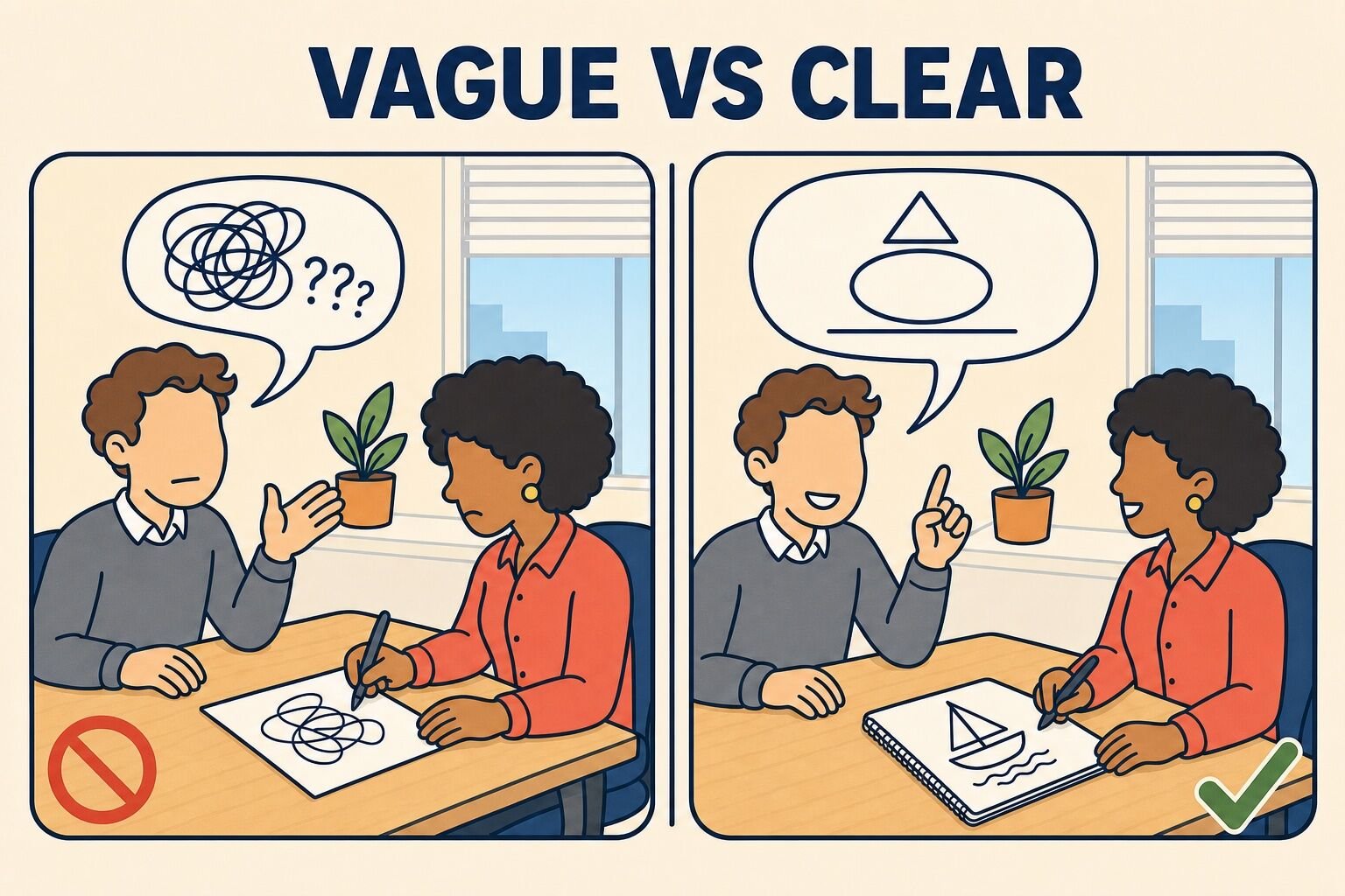 A comparison of a vague instruction and a clear instruction during a drawing game