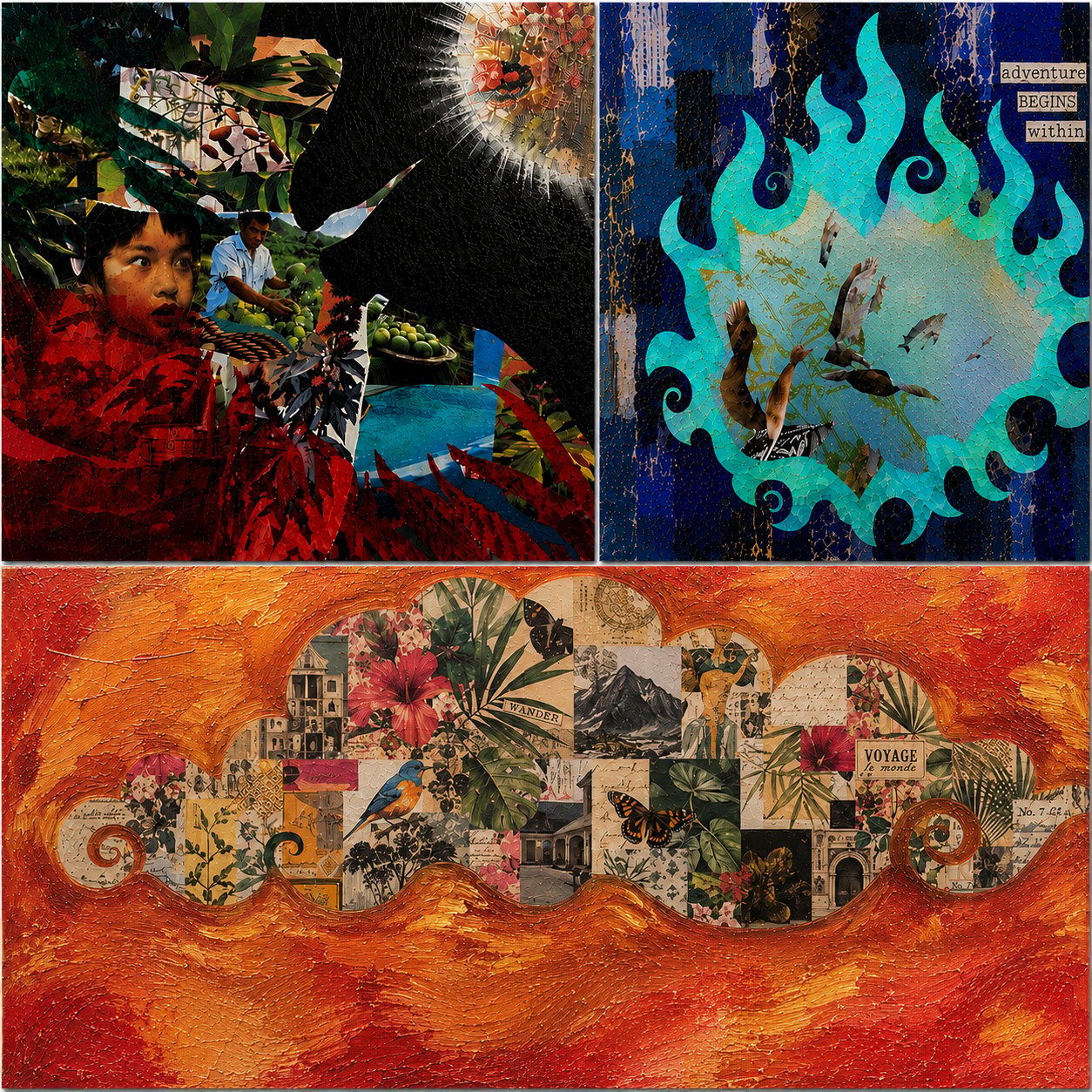 Mixed Media Layered Collage Art