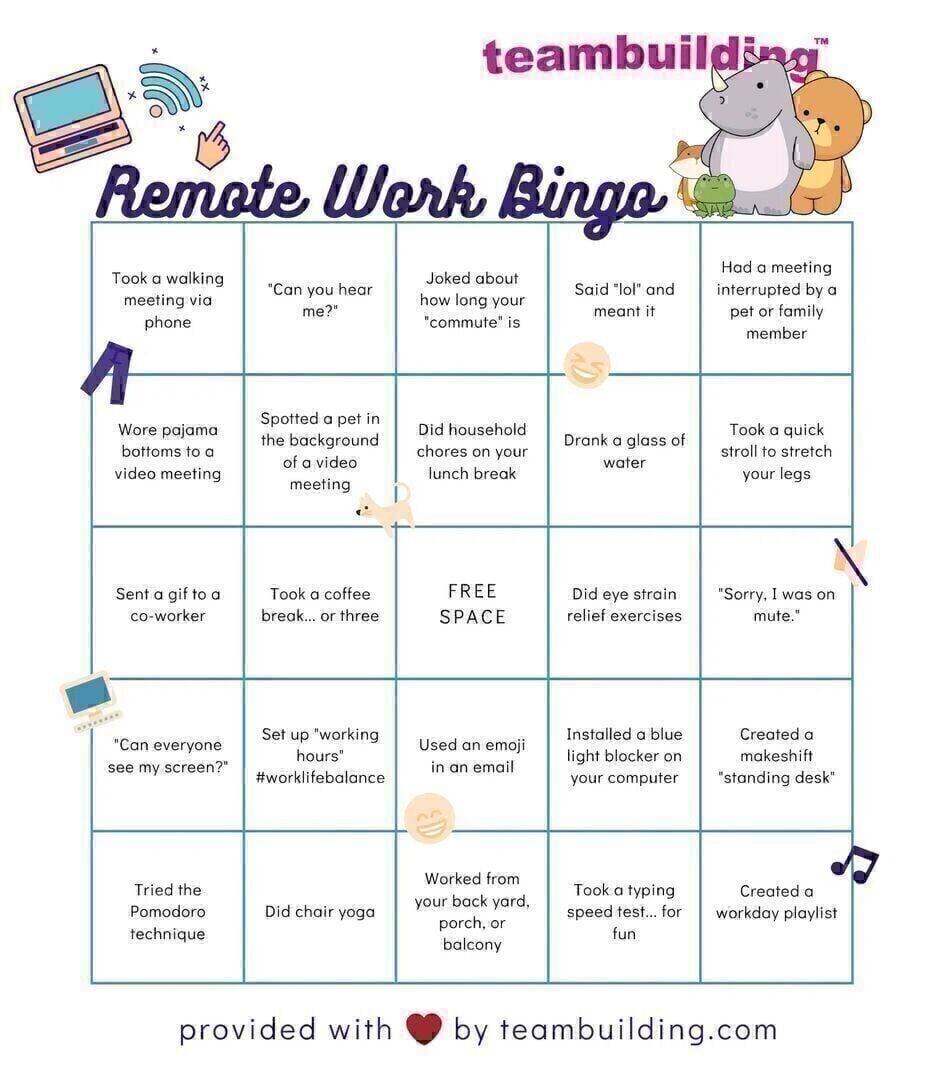 Remote Work Bingo template
