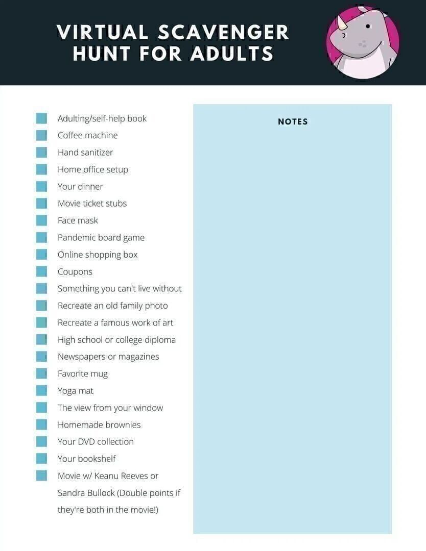 Virtual scavenger hunt for adults