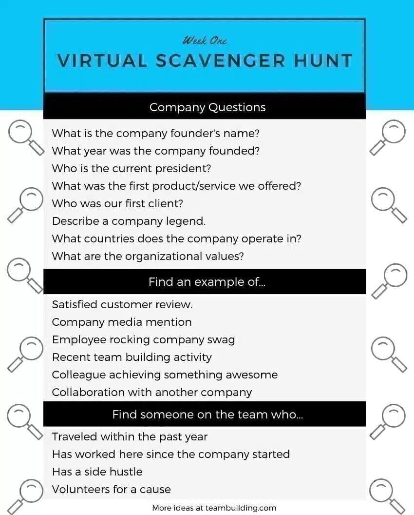 virtual onboarding scavenger hunt