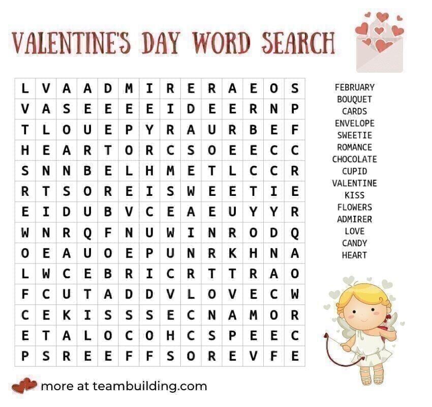 Valentine's Day word search game