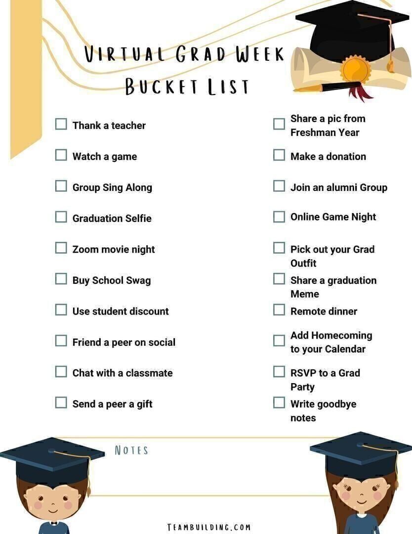 virtual graduation bucket list