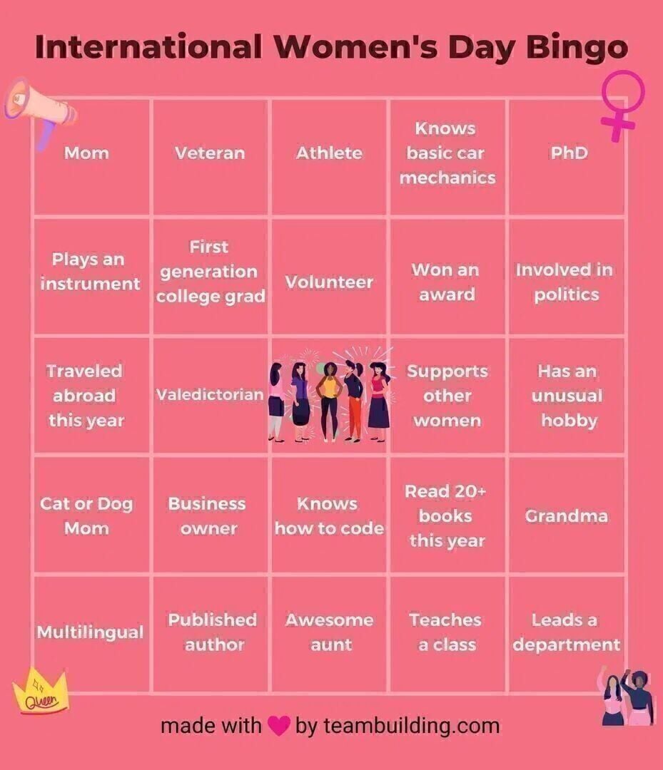 Women's Day Bingo Card