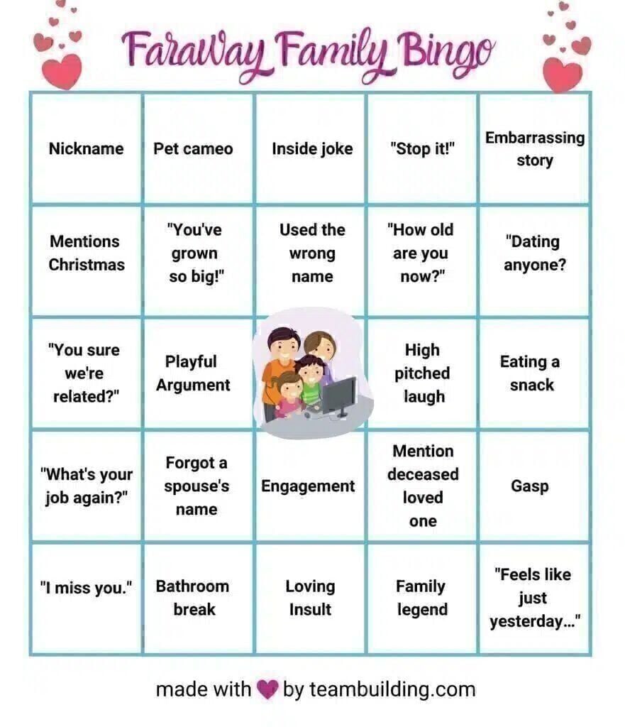 Zoom Family Bingo Board