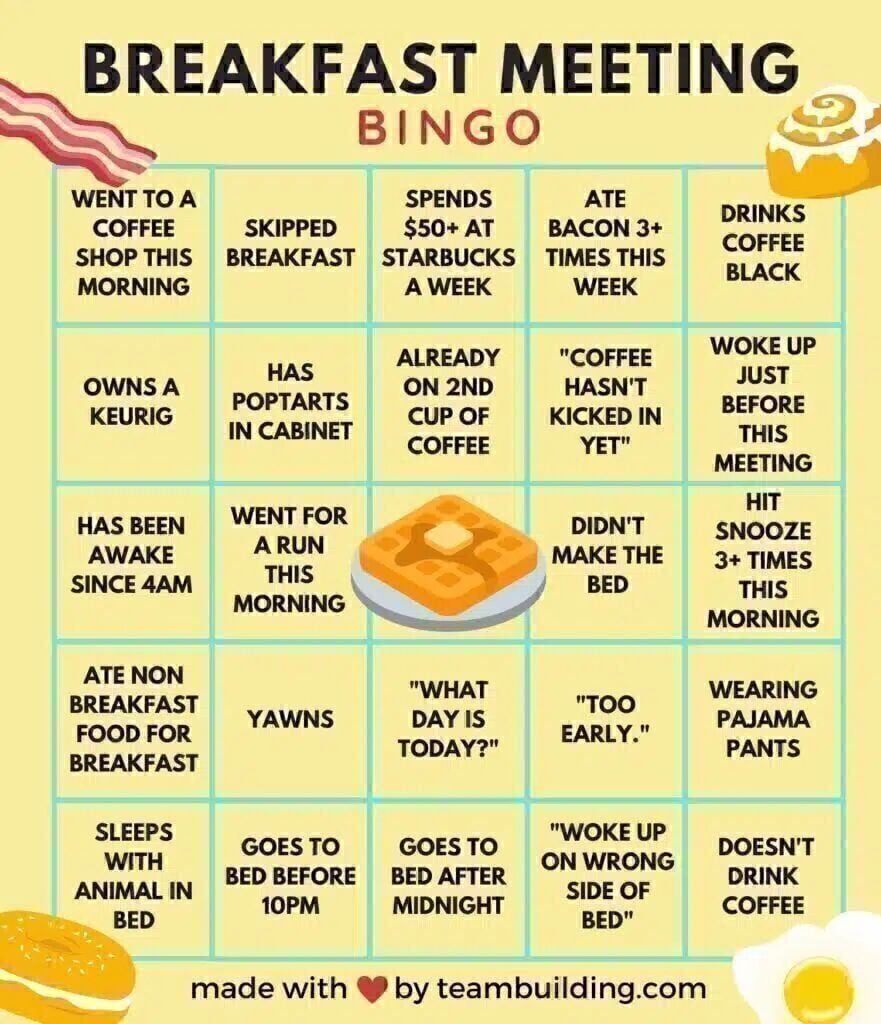 Virtual Morning Meetings Bingo