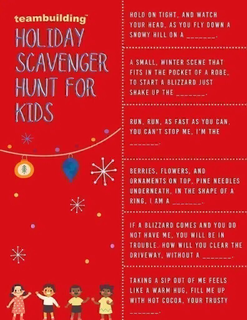 Holiday scavenger hunt for kids template