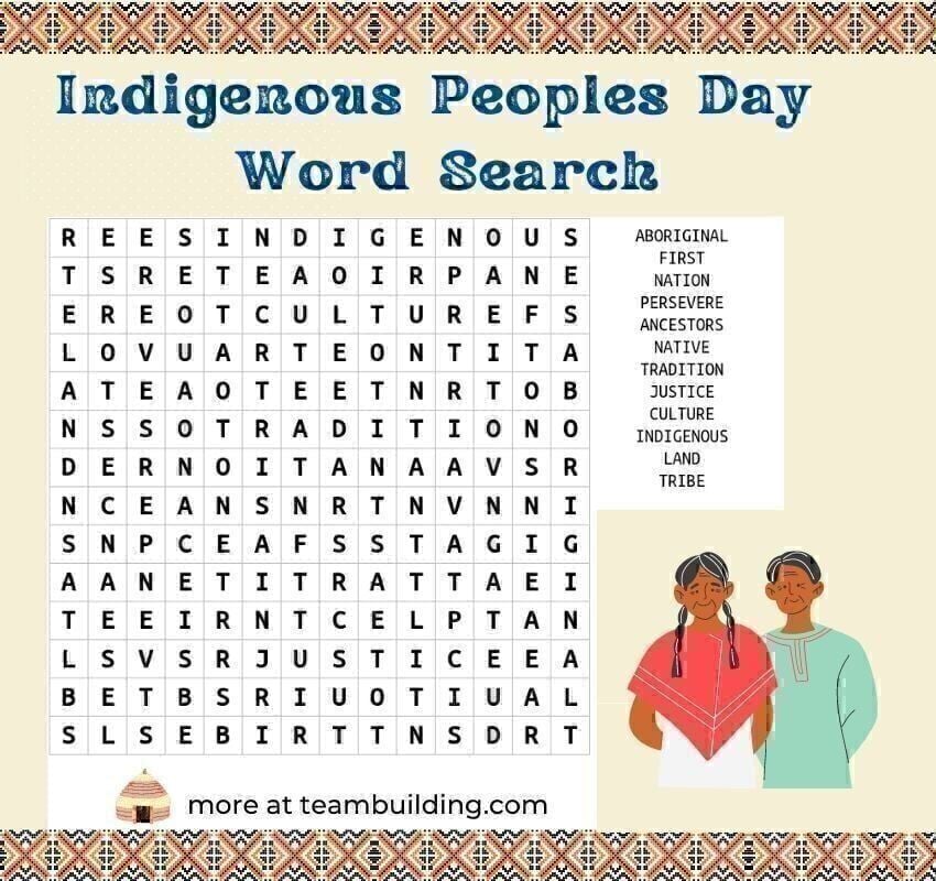 Indigenous peoples day word search template
