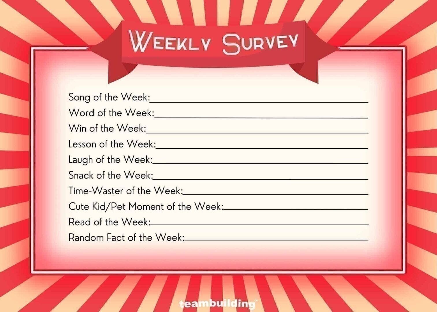 weekly survey game template