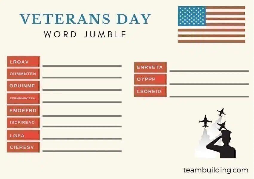 Veterans Day word jumble