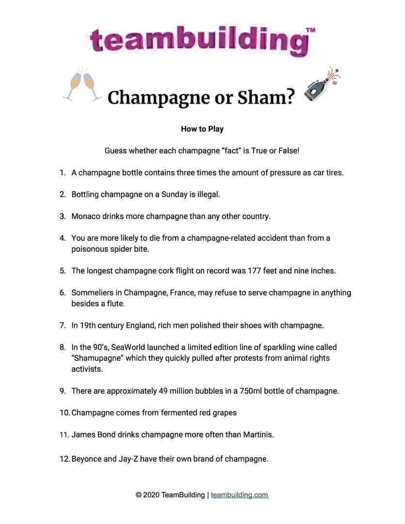Champagne or Sham New Years game