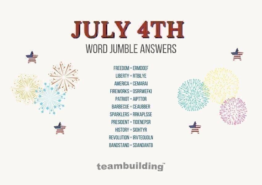 Virtual july 4th word jumble answers